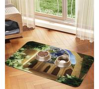 The Earth in The Mysterious Church Tapis d'alimentation en cuir absorbant pour chien et chat - Imperméable - Ne tache pas - Séchage rapide - Antidérapant - 45 x 30 cm