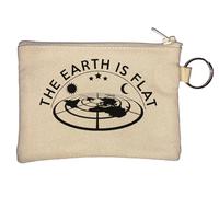The Earth is Flat Earhter Porte-clés porte-monnaie plat Beige