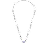 The Edit by Estella Bartlett The Edit by Estella Bartlett Silver Tone Oval Chalcedony Chain Link Necklace