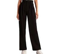 The Effortless Tailored Wide Leg Pants,Women's Casual Wide Leg High Waisted Straight Long Trousers Dress Pants,Fashion Solid Color Loose Business Work Suit Pants for Women. (M, Black)