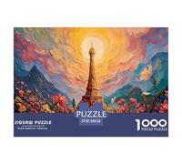 The Eiffel Tower Surrounded by Mountains 1000 Pcs Carton Extra-épais Coffret De Puzzles Urban Landmark Anti-Stress Jeu Familial Puzzles As Birthday Gifts 38x26cm/1000pcs