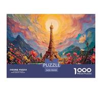 The Eiffel Tower Surrounded by Mountains 1000 Pièces Carton Extra-épais Lot de Puzzles Urban Landmark Anti-Stress Jeu Familial Puzzles As Birthday Gifts 70x50cm/1000pcs