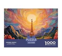 The Eiffel Tower Surrounded by Mountains 1000 Pièces Carton Premium Lot de Puzzles City Tower Stimulant Et Éducatif Jeu Familial Puzzles As Birthday Gifts 52x38cm/1000pcs