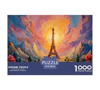The Eiffel Tower Surrounded by Mountains 1000 Pièces Carton Premium Lot de Puzzles Urban Landmark Anti-Stress Défi Unique Puzzles pour Adultes Et Enfants 38x26cm/1000pcs