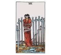 The Eight of Swords: 156 College Ruled Lined Pages (78 leaves), 5x8 Notebook, Journal, Diary, Planner featuring image of The Eight of Swords Tarot card