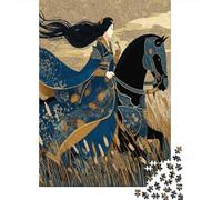 The Elegant Queen Rides A Black Cheval en Armure 1000 Pièces, Puzzle Impossible pour Adultes, Cadeaux, pour Enfants70x50cm/1000pcs