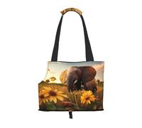 The Elephant in The Sunflower Field Sac fourre-tout pliable pour petits chiens, chats, chiots