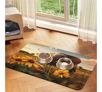 The Elephant in The Sunflower Field Tapis d'alimentation pour chien et chat en cuir absorbant la nourriture pour gamelle d'eau Imperméable sans taches Séchage rapide Antidérapant 45 x 30 cm