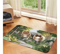 The Elephant in Utopia Tapis d'alimentation en cuir absorbant pour chien et chat - Imperméable - Ne tache pas - Séchage rapide - Antidérapant - 45 x 30 cm