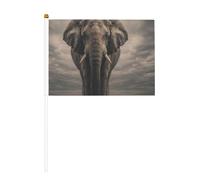 The Elephant on the grassland Lot de 6 mini drapeaux durables de 14 x 21 cm sur bâtons pour extérieur, cour et jardin