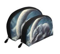 The Elephant On The Moon Lot de 2 trousses de toilette de voyage portables, blanc, Taille unique