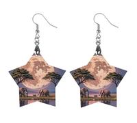 The Elephant Walks Boucles d'oreilles en bois pour femme, bijoux vintage élégants en bois, boucles d'oreilles légères pour mariage, fête, cadeau quotidien, Circular, Bois, Bois.