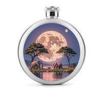 The Elephant Walks Flasque en acier inoxydable étanche pour alcool, camping, voyage, cadeau de 140 ml