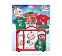 The Elf on the Shelf Claus Couture Collection Festive Fun Lot de 3 t-Shirts Elfe avec Motifs Pain d'épices, Cacao Chaud et Beignets - Elfe Scout Non Inclus