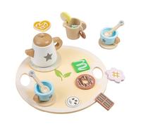 Thé En Bois, Kit De Jeu En Bois Écologique | Plateau De 8,46 Pouces Simulation De 550G Pour Le Jouet De L'après-midi Est Pour Promouvoir Les Compétences Sociales Dans Les Jeux De Rôle Genit