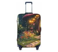 The Enchanted Garden, The Enchanted Forest Housse de protection élastique pour valise de voyage Motif imprimé anti-rayures, Noir , XL