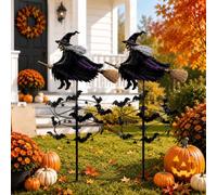 The Enchanting Witch Garden Wind Spinner with Flying Witch & Bat，2 PCS