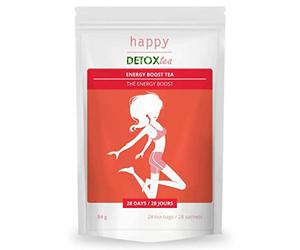 Thé Energy-Boost - Happy Detox Tea - Cure de 4 semaines - 28 sachets - Boisson Énergisante Naturelle - Sans Sucre - Vegan