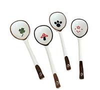 Thé Ensemble de 4 cuillères à soupe, rondes en céramique, jolies style japonais, cuillère asiatique porcelaine, dîner for, bouillon, céréales, lait, thé, 17 cm Dessert