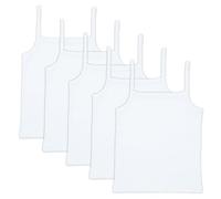 The Essentials Wardrobe Lot de 5 camisoles sans manches pour filles 100 % coton Taille 4-13 ans, Blanc-2, 12-13 ans
