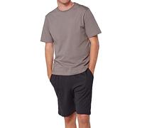 The Essentials Wardrobe Pyjama pour homme à manches courtes en coton Taille S à 4XL, Taupe/Anthracite, M