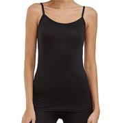 The Essentials Wardrobe Sous-vêtement thermique doux légèrement brossé chaud pour femme, haut et caleçon long, tissu évacuant l'humidité, sous-vêtement d'hiver extensible, Cami Vest - Noir, 40-42