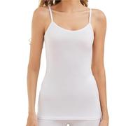 The Essentials Wardrobe Sous-vêtement thermique doux légèrement brossé chaud pour femme, haut et caleçon long, tissu évacuant l'humidité, sous-vêtement d'hiver extensible, Gilet caraco - Blanc, 40-42