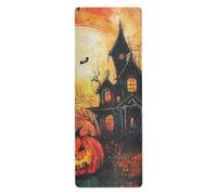 The Evil Yellow Pumpkin Castle on Halloween Tapis de yoga antidérapant pour exercice imprimé, antidérapant, serviette pour tapis de yoga avec sacs tapete para ejercicio 180,3 x 66 cm