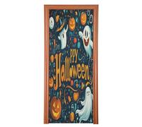 The Evil Yellow Pumpkin on Halloween Decorations Couverture de porte arrière 88,9 x 200,7 cm Bannières de porte pour décoration de fête et fournitures pour la maison M