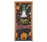 The Evil Yellow Pumpkin on Halloween Decorations Couverture de porte d'entrée 88,9 x 200,7 cm - Bannière de fête bleue pour le printemps et l'été - Décoration saisonnière M