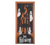 The Evil Yellow Pumpkin on Halloween Decorations Couverture de porte en verre 88,9 x 200,7 cm Bannière de fête de plage Printemps Été Décor saisonnier M