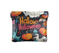 The Evil Yellow Pumpkin on Halloween Fashion Porte-monnaie en cuir pour femme Pochette fantaisie Trousse de maquillage pour femmes billetera para