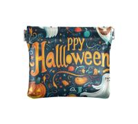 The Evil Yellow Pumpkin on Halloween Fashion Small Leather Change Purse Fancy Makeup Period Bag for Men Women Travel Monedas para