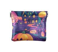 The Evil Yellow Pumpkin on Halloween Fashion Women PU Leather Coin Purse Fancy Cosmetic Bags for Purse for Men Women Travel monedero para Hombre