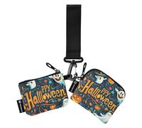 The Evil Yellow Pumpkin on Halloween Lot de 2 porte-monnaie pour femme avec poche zippée pour femme