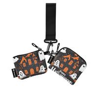 The Evil Yellow Pumpkin on Halloween Lot de 2 porte-monnaie pour femme avec poche zippée pour pièces de monnaie