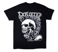 The Exploited Mohican Skull T-Shirt pour Homme Noir avec Ruban et tête de Mort, Noir, S
