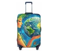 The Fairy Flower Girl holds The Planet Housse de protection élastique pour valise de voyage Motif imprimé anti-rayures, Noir , L