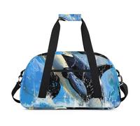 The Fall Fun Sac de sport texturé pour le week-end ou les soirées pyjama, pour entraînement de nuit, gymnastique, danse et ballet, Motif baleine, 18.9 x 8.7 x 10.6 in, Sacs polochons