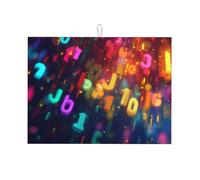 The Falling Numbers and Letters Grand égouttoir en microfibre réutilisable lavable pour accessoire de cuisine 45,7 x 61 cm