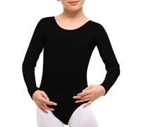 The Fancy Dress® Justaucorps à manches longues en coton extensible pour filles - Pour l'école, le ballet, la danse, la gymnastique - Pour enfants de 3 à 13 ans, Noir , 13 ans