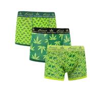 The Fancy Dress Lot de 3 boxers en coton stretch pour homme Motif feuilles de mauvaises herbes, Vert, L