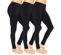 The Fancy Dress Lot de 3 leggings en coton doux pour femme - Taille élastique non transparente pour femme Taille 36-50, Lot de 3 noires., 48