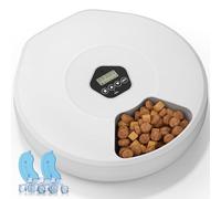 The Fellie Mangeoire automatique pour chat pour aliments humides et secs, mangeoire à 5 repas avec double blocs de glace, double station d'alimentation, distributeur de nourriture sans fil pour petits