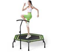 The Fellie Rebounder Trampoline pour adultes - Mini trampoline de 121,9 cm avec poignée réglable en T - Pour intérieur et extérieur - Petit rebond élastique pour exercices d'entraînement - Vert