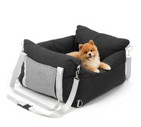 The Fellie Siège auto pour chien de taille moyenne, lit de voyage portable avec poches de rangement, noir