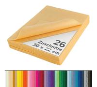 The Felt Store Feutre artisanal 1,6 mm caramel, 26 feuilles de feutre d'environ 30 x 22 cm (1 cm plus large que DIN A4), lavable, idéal pour les travaux manuels en feutre avec des enfants