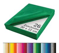 The Felt Store Feutre de bricolage 1,6 mm vert émeraude, 26 feuilles de feutre d'environ 30 x 22 cm (1 cm plus large que DIN A4), lavable, idéal pour les travaux manuels en feutre avec les enfants