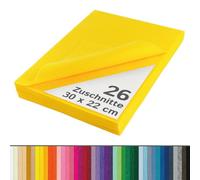 The Felt Store Feutre de Bricolage 1,6mm Jaune, 26 plaques de Feutre env. 30 x 22 cm (1 cm Plus Large Que DIN A4), Lavable, idéal pour Le Bricolage en Feutre avec Les Enfants