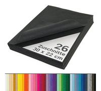 The Felt Store Feutre de Bricolage 1,6mm Noir, 26 plaques de Feutre env. 30 x 22 cm (1 cm Plus Large Que DIN A4), Lavable, idéal pour Le Bricolage en Feutre avec Les Enfants